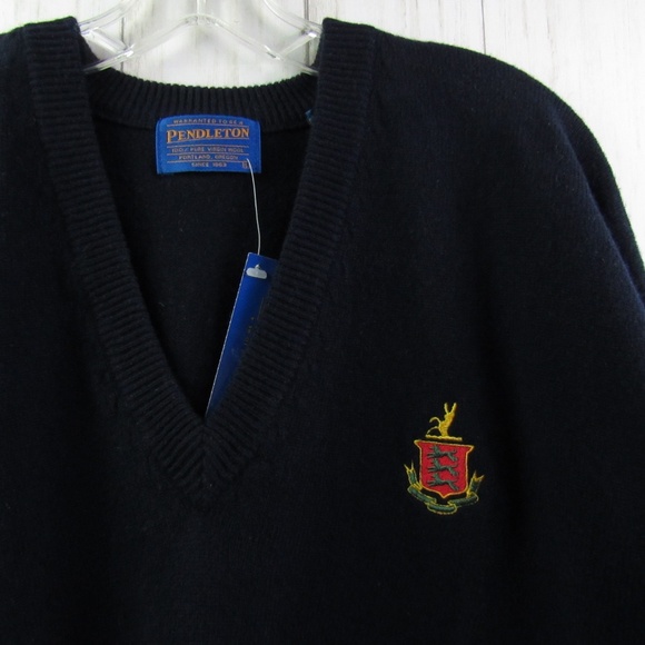 Pendleton Other - Pendleton Navy Blue V-Neck Lambswool Sweater L